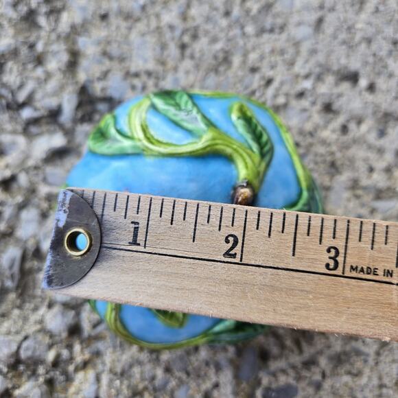 Enamel Trinket Blue Dish Leaves - Picture 10 of 11